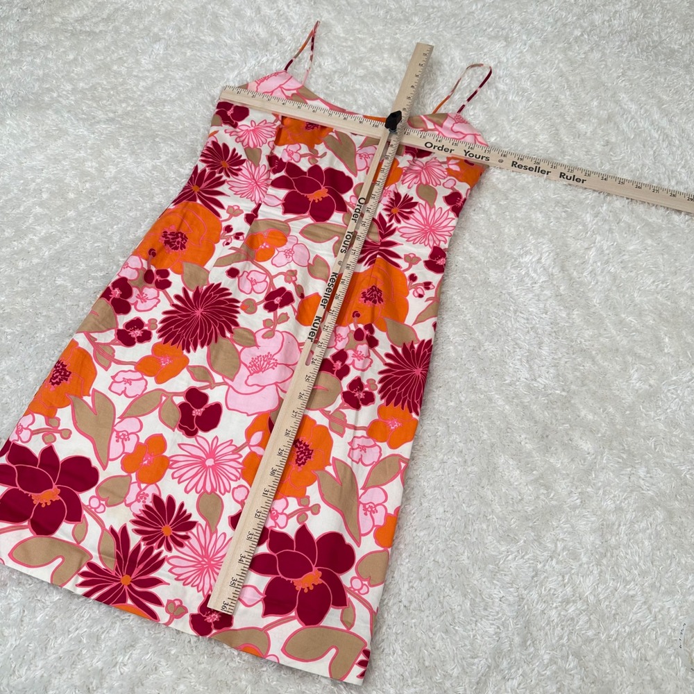 Ann Taylor 8 100% Cotton Red Floral Sleeveless Shift Dress Y2K Tropical Vintage - Picture 9 of 13